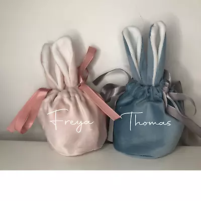 Personalised Velvet Easter Bunny Bag Treat Pouch Gift Bag • £3