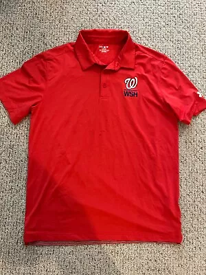 Men's Under Armour Washington Nationals MLB Polo Size L Color Red Lightly Worn • $9.99