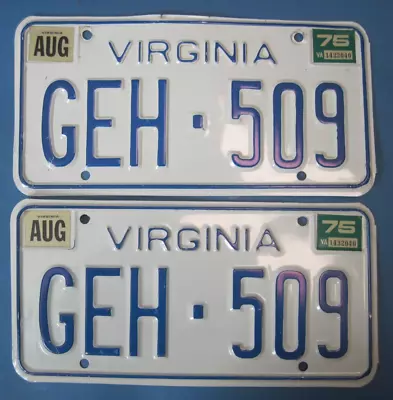 1975 Virginia License Plates Matched Pair • $15