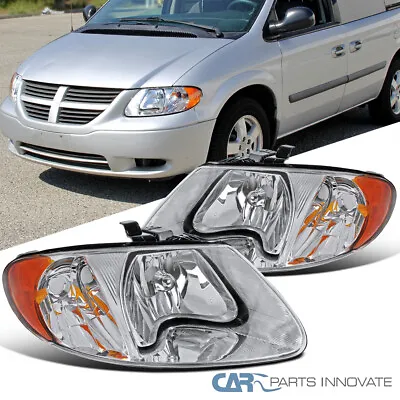 $78.95 • Buy Fits 01-07 Caravan Town & Country 01-03 Voyager Headlights W/Amber Reflector L+R