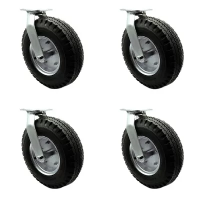 12 Inch Black Pneumatic Wheel Swivel Caster Set Service Caster Brand • $341.54