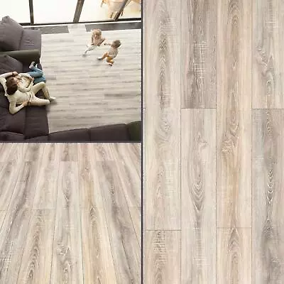 8mm Oak Laminate Flooring Cheap Rustic Light Grey Wooden Flooring V Groove AC4 • £41.77