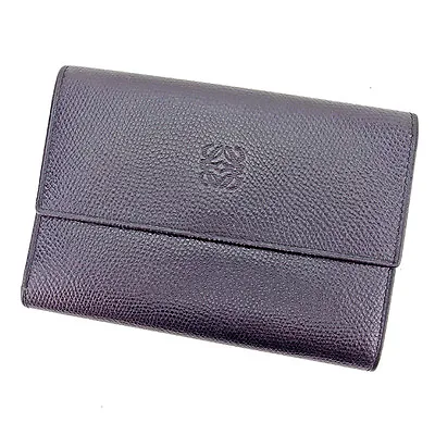 Loewe Wallet Purse Trifold Black Woman Unisex Authentic Used E1182 • $190.81