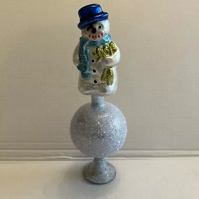 Inge Glas Vintage Snowman Finial 10” Christmas Tree Topper Blown Glass AS IS • $9.99