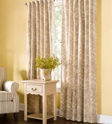 (2) Floral Damask Rod-Pocket Homespun Insulated Curtain Panel 42 W X 96 L • £74.10