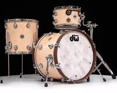 DW Collector's 3pc Maple Kit - Natural Satin Oil W/ Saddle Leather Hoops • $2992