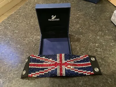 Swarovski Union Jack Soft Leather Cuff Bracelet (one Crystal Missing) • £150