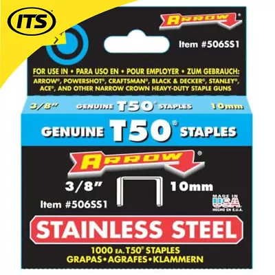 £11.87 • Buy Arrow 10mm T50 Staples Stainless Steel - Pack Of 1000