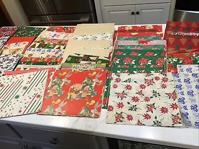 Large Lot Vintage Wrapping Paper 1930’s-70’s 65+ Sheets Various Size NOS Holiday • $40
