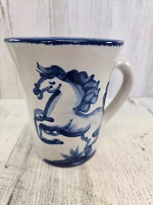 MA Hadley Vintage Horse Coffee Mug The End Blue And White (F) • $44.96