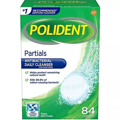 Polident Daily Denture Cleanser For Partials Triple Mint Fresh 84 Tablets • $29.99