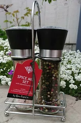 UK Salt Pepper Grinder Set Stainless Steel Glass Shaker Adjustable Mill Jocular • £10.99