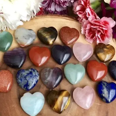 £5.14 • Buy 10x Set Natural Quartz Pocket Palm Healing Gemstone Crystal Stone Heart 20x20mm