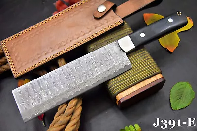 San Mai Damascus Steel Nakri Knife Chef Knife HandmadeG-10 Micarta Handle J391E • $34.99