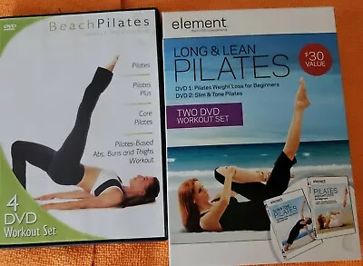  Element Long And Lean Pilates (2 DVDS) Plus Beach Pilates (4 DVDS) Workouts Dvc • $7.99