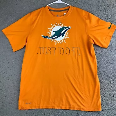 Miami Dolphins Shirt Men's Large Orange Short Sleeve Crew Neck Nike Dri-Fit NFL • $18.88