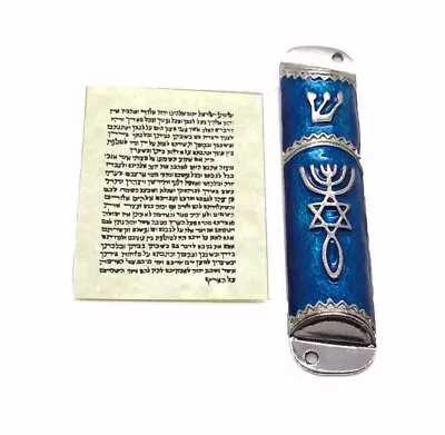 Messianic Mezuzah Grafted In Star Of David Menorah And Fish W Non Kosher Scroll • $19.95