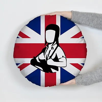 Skinhead Girl Union Jack - Round Cushion - Two Sizes Available • £13.99