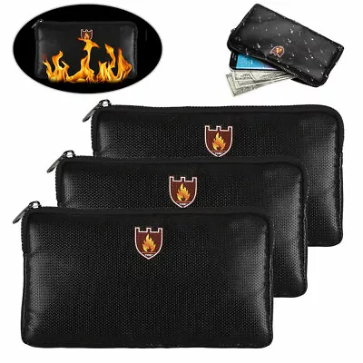 2000℉ Fire Proof Money Bag Fireproof Document Pouch Waterproof Safe Cash US • $22.72