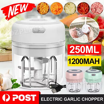 250ml Electric Garlic Food Chopper Vegetable Chopper Grinder Blender Crusher NEW • $12.95