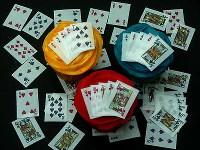 Pre-cut Full Deck Playing Cards All Suits Edible Cake Rice Wafer Paper Toppers • £3.40