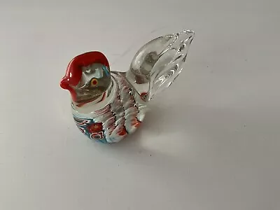 Multi Coloured Glass Chicken Shaped Paperweight With Millefiori Detail • £12.50