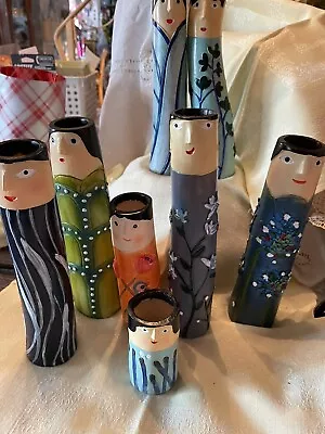 Lot Of 8 Vases Of Quirky People Each Decorated Differently • $4