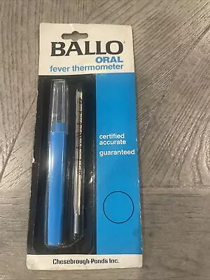 Vintage BALLO Glass Oral Fahrenheit Fever Thermometer With Holder USA Blue New • $49.99