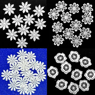 24x White Daisy Flower 20mm/25mm Embroidered Giupure Sew On Applique Patches • £1.99