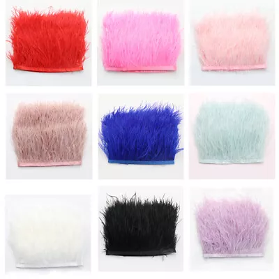 1Metre Ostrich Feathers Trim 8-10CM Plumes Ribbon Selvage For Crafts Accessories • $13.98