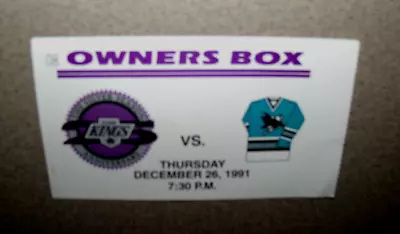 LA Kings 12/26/1991 OWNERS BOX Ticket Stub Vs San Jose Sharks Gretzky 3 Pts • $19.99