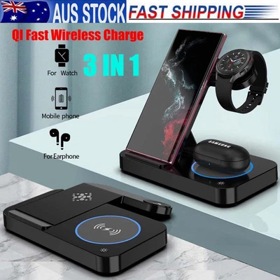 $31.99 • Buy QI Fast Wireless Charging Dock Station For Samsung IPhone Watch AirPods Foldable