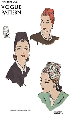 Vogue 5072 Unique TURBAN Hat Cap Fabric Sewing Pattern Chemo Cancer Alopecia 1sz • $5.49