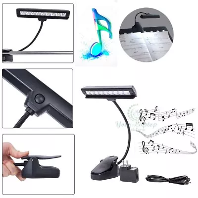 New Black Flexible 9 LED Clip-On Orchestra Music Stand LED W/ Adapter Lamp Light • $20.99