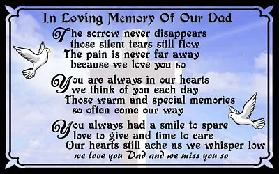(Dad In Memory) Signs Plaques Gifts Father Deceased Heaven Missed Grieving • $14.99