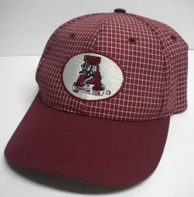 Vintage 90s Alabama Crimson Tide Block A Elephant Logo Hook & Loop Hat Cap Plaid • $19.99