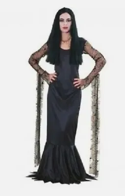 The Adams Family Morticia Adams Adult Costume Black Dress Small • $49.99