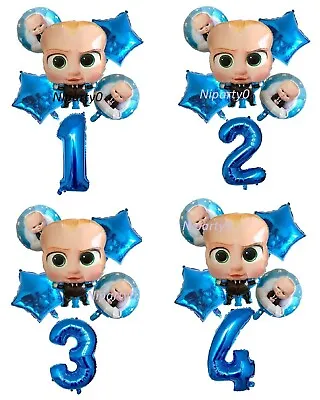 Boss Baby Party Balloon Set Kids Birthday Party Decors 32'' Number Foil Balloons • £9.99