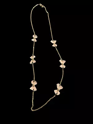 J. Crew Gold Tone Pink Enamel Bows And Rhinestone Necklace • $14