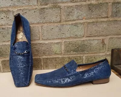 ReFerdinando - Men's Italian Blue  Leather Chain Bar Shoes -Size 45 Eur / USED  • £3.99