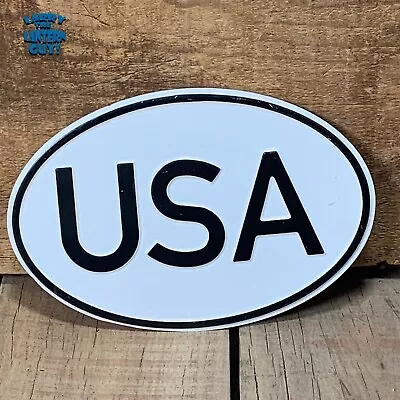 Vintage Oval USA Aluminum ORIGIN License Plate Car Tag For European Use - REPRO • $10