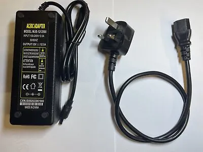 12V 12.5A AC-DC Adaptor Power Supply 5.5mm X 2.1mm / 2.5mm PSU • £25.99