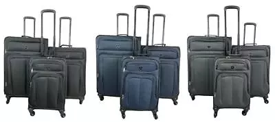 Lightweight Nylon 4 Wheel Luggage Set Suitcase Travel Cabin Trolley Case • £26.99