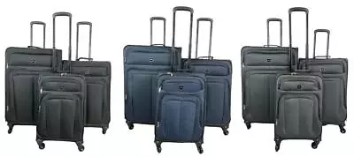 Lightweight Nylon 4 Wheel Luggage Set Suitcase Travel Cabin Trolley Case • £22.99