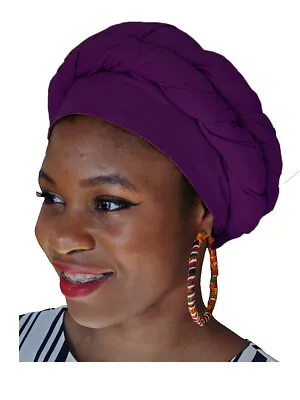  Purple African Modu Hat - Pre-tied Head Wrap DP3839PT • $32.95