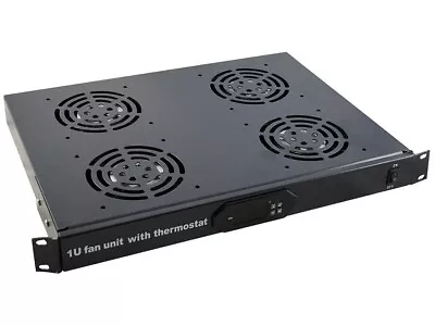 4 Way Rack Mount Fan Tray With LCD Digital Adjustable Thermostat Control 19  • £94.88