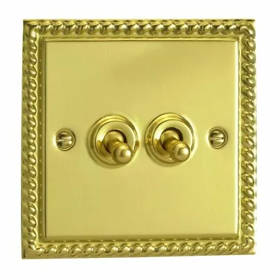 £11.50 • Buy Varilight XGT2 Georgian Polished Brass 2 Gang 10A 1 Or 2 Way Toggle Light Switch
