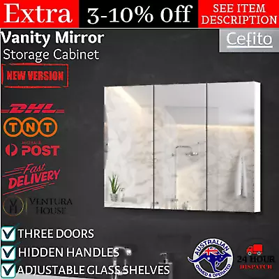 Cefito 900MM X720MM Bathroom Vanity Mirror Cabinet Adjustable Storage Shelves AU • $138.17