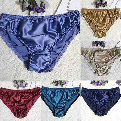 Men's Satin Silk Briefs Lingerie Knickers Panties Breathable Underpants L-2XL • £5.87