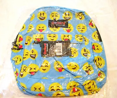 Oxford Essentials Light Blue Smiley Face Emoji 16  School Backpack (NWT) • $12